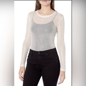 Bcbgmaxazria snake print gold mesh long sleeve top medium